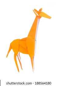 Origami Giraffe on  white background