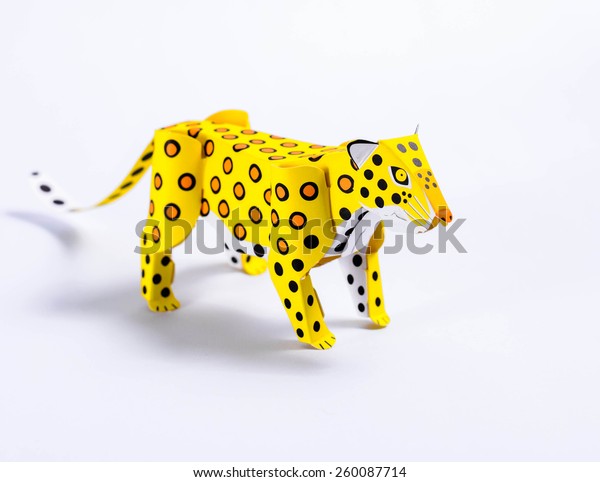 Origami Leopard Clipping Path On White Stock Photo Edit Now