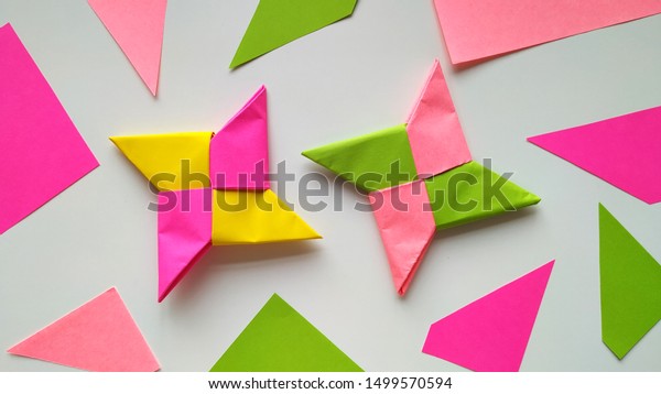 Origami Ninja Star On White Background Stock Photo Edit Now