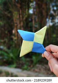 Origami ninja star shuriken will be thrown into the valley
