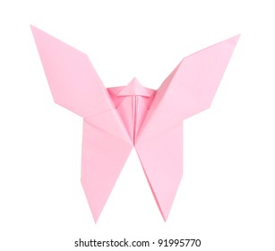 Origami Paper Butterfly Isolated On White