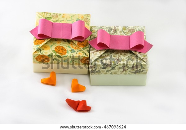 Origami Paper Candy Box Pink Bow Stock Photo Edit Now