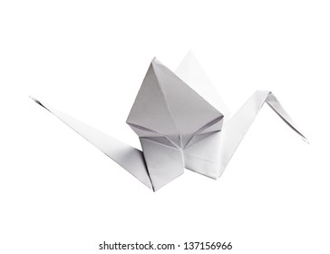 Origami Paper Crane Isolated On White