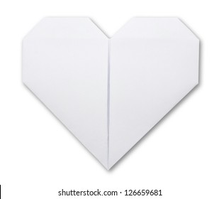 Origami Paper Heart On White