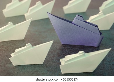 Origami Paper Ships, Change, Disruption, Disruptive, Innovation Business, New Normal Concept, 