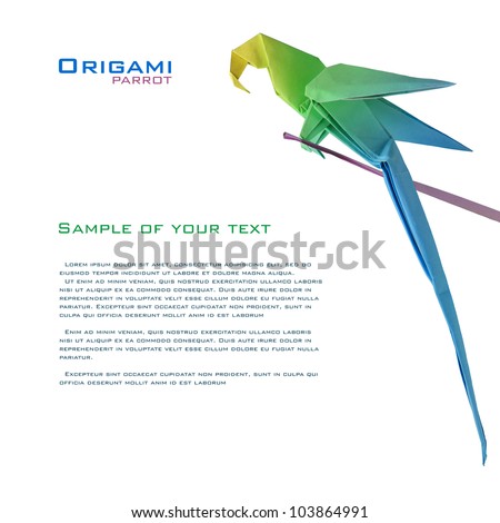 origami parrot on a branch corner corner decoration