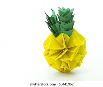 Origami pineapple isolated on white background