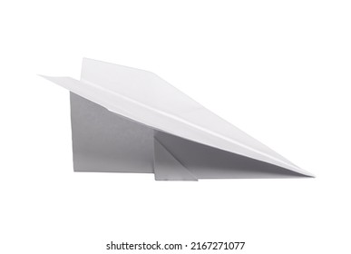 Origami plane isolated on white background. Paper folding art. Symbol of childhood, dreaming, freedom, imagination, creativity. High quality photo