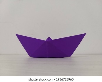 Origami Purple Paper Boat Folding