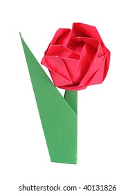 Origami Rose Over White