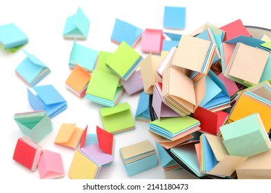 Origami Square Paper Shapes On White