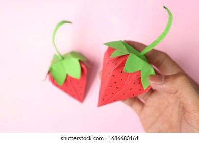 Origami Strawberry fruit paper cute