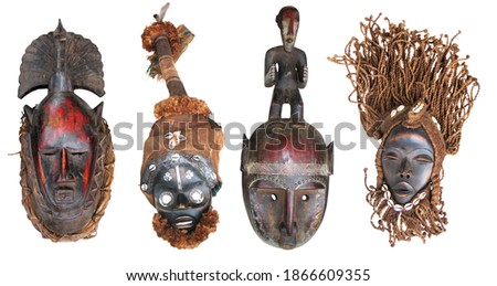 The original African masks, made  traditional way, isolated on white 