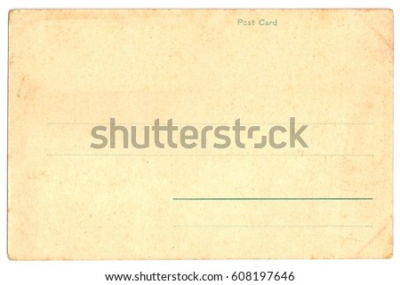 Original Antique Back Side POSTCARD