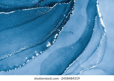 Original artwork photo of marble ink abstract art. High resolution photograph from exemplary original painting. Abstract painting was painted on HQ paper texture to create smooth marbling pattern. Foto Stok