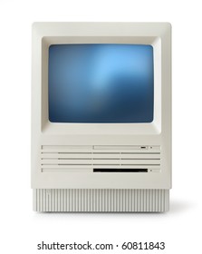 Original Classic Computer Of Eighties, Front, Isolated On White