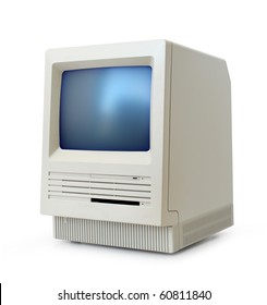 Original Classic Computer Of The Eighties Isolated On White