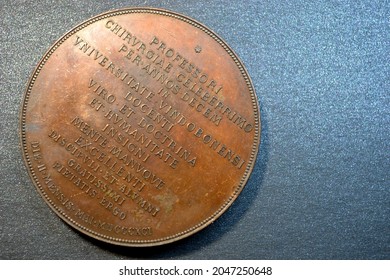 Original Medal for the 50th Anniversary of the Austro-Hungarian Professor of Surgery Eduard Albert (1841-1900) , Medalist А. Scharff, Austria ,1891