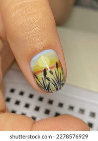 Original nail design   landscape nails