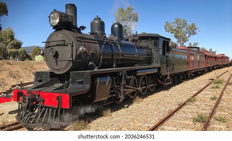 An Original Steam Locomotive On The Ghan Railway In South Australia