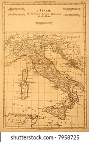 Original Vintage Map Of Italy Printed In 1780.