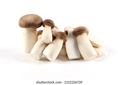 Oringi mushroom or King trumpet mushroom or Royal oyster mushroom or Eringi mushroom, on a white background. 
