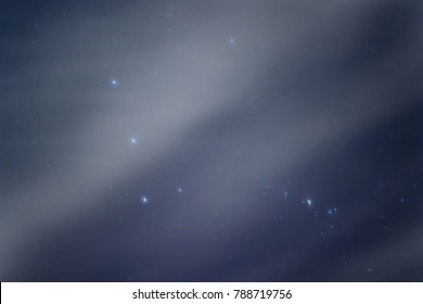 Orion Belt, Cloudy Night sky Background 