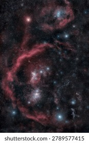 Orion constellation and Barnard's Loop deep space astrophotography. The beauty of the stars of the universe in a majestic cosmic scene in the Milky Way galaxy