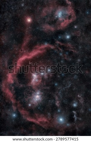 Orion constellation and Barnard's Loop deep space astrophotography. The beauty of the stars of the universe in a majestic cosmic scene in the Milky Way galaxy