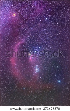 Orion Constellation and Barnard's Loop Nebula
Constellation of Orion in real night sky
Orion The Hunter

