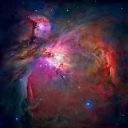 The Orion Nebula (Messier 42) Is A Diffuse Nebula Situated In The Milky Way, In The Constellation Of Orion. Retouched Image. Elements Of This Image Furnished By NASA.