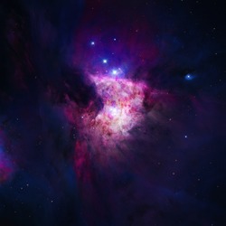 The Orion Nebula Or Messier 42 Or M42 Or NGC 1976 Is A Diffuse Nebula Situated In The Milky Way, In The Constellation Of Orion. Retouched Image. Elements Of This Image Furnished By NASA.