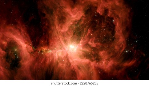 The Orion nebula, stars in orbit. Massive constellation of stars. Digitally enhanced. Elements of this image furnished by NASA.