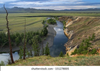 Orkhon River Gorges At Sunset