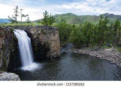Orkhon waterfall in Orkhon valley in Mongolia