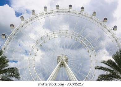 Orlando, FL - August 16, 2017: A View Of The Orlando Eye Ferris Wheel.