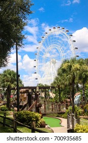 Orlando, FL - August 16, 2017: A View Of The Orlando Eye Ferris Wheel.