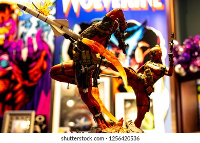Orlando, Fl/ Dec 12, 2018: Universal Studios Deadpool Merchandise in comic book store Marvel