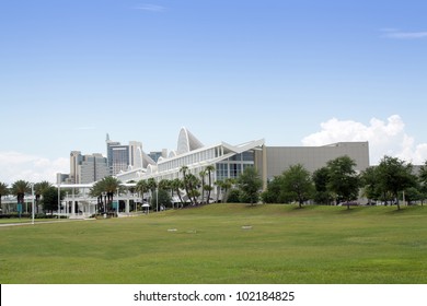 ORLANDO, FL - MAY 9: The Orange County Convention Center on International Drive on May 9, 2012 in Orlando, flanked by the Peabody Hotel. It is the second largest convention center in the U.S.