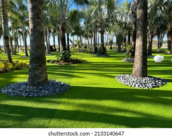 Orlando, FL USA -  December 23 2021: The Outdoor Sculpture Garden At The Wave Hotel At Lake Nona In Orlando, Florida.