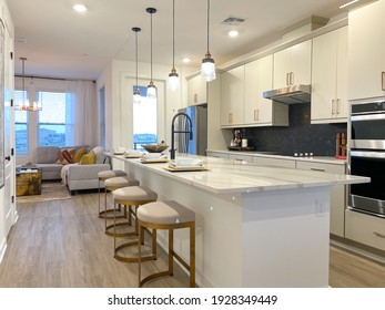 Orlando, FL USA - February 6, 2021:  A beautifully appointed kitchen in a townhome in Orlando, Florida.