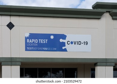 Orlando, Fl, USA - January 5, 2022: One Of The Covid-19 Rapid Test Locations In Orlando, Fl, USA. All Testing CLIA Certified And Approved By The CDC And WHO For International Travel.