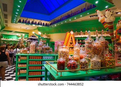 ORLANDO FLORIDA - 18 JULY 2017. Candy Store At Wizarding World Of Harry Potter In The Universal Orlando Resort. 