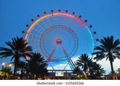 Orlando, Florida; August 09, 2018: The Orlando Eye Is One Most Favorite Attractions, In International Drive.