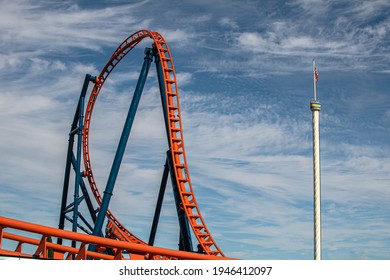 
Orlando, Florida. December 22, 2020. Top View Of New Ice Breaker Roller Coaster At Seaworld (53)