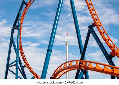 Orlando, Florida. December 22, 2020. Top View Of New Ice Breaker Roller Coaster At Seaworld (54)