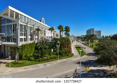 Orlando, Florida. January 12, 2019 Panoramic view of Orlando Convention Center at International Drive area (2)