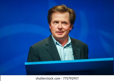 ORLANDO, FLORIDA - JANUARY 16, 2012: Actor Michael J. Fox delivers an address to IBM Lotusphere 2012 conference on January 16, 2012. He tells how social networks help him fight his Parkinson disease