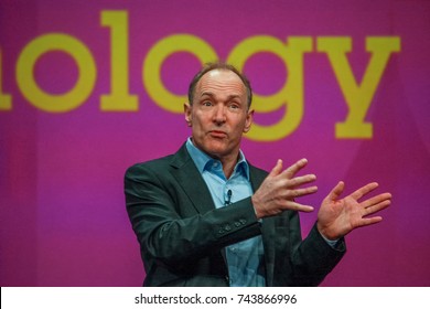 ORLANDO, FLORIDA - JANUARY 18, 2012: Inventor and founder of World Wide Web Sir Tim Berners-Lee delivers an address to IBM Lotusphere 2012 conference on January 18, 2012. He  speaks about social Web
