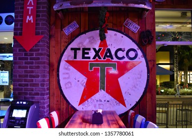 Orlando, Florida. January 19 , 2019. Vintage sign in America bar in International Drive area.